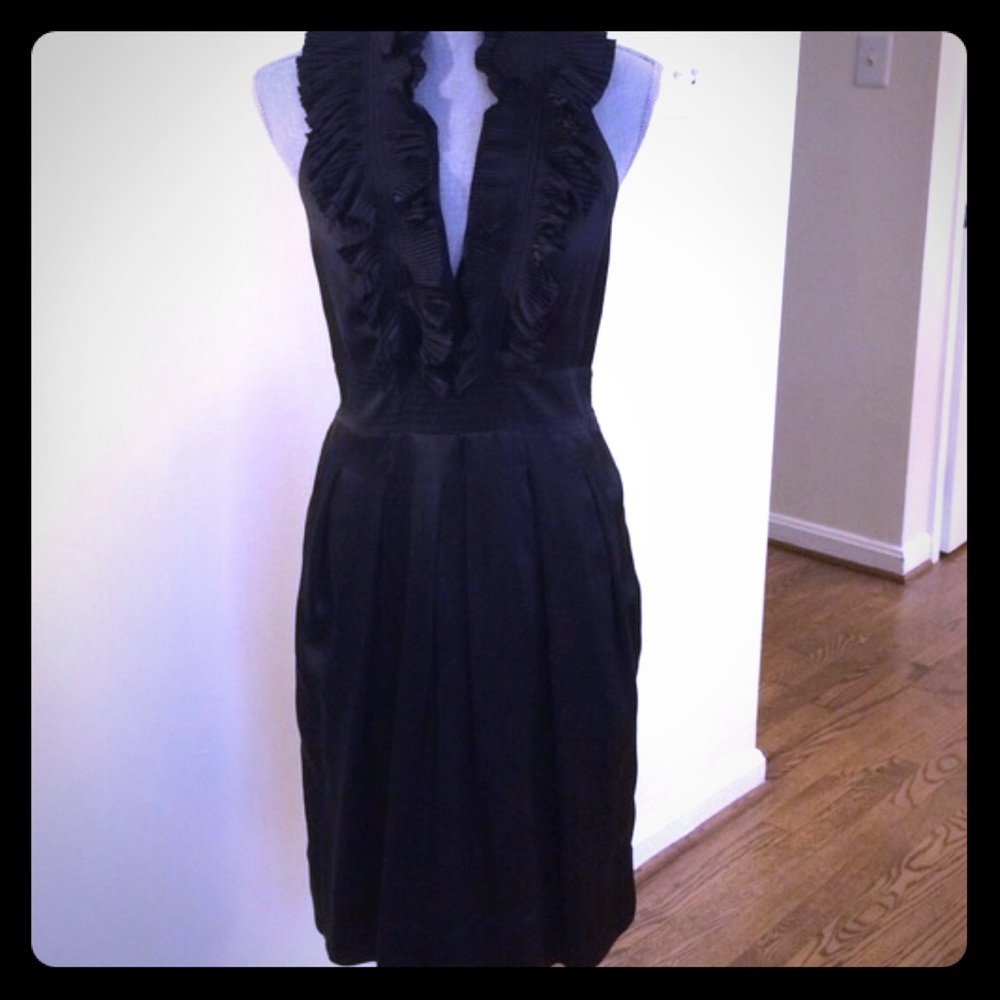 Black BCBG Ruffle Halter Dress